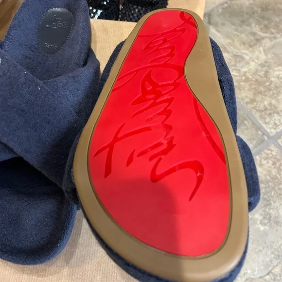 Men’s Christian Louboutin BIZZU cross strap, Terry cloth slide size 45 - Picture 3 of 11